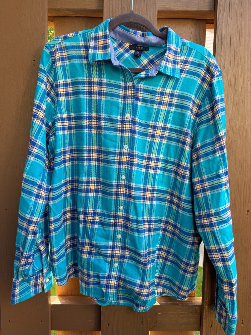 LANDS END flannel button down shirt